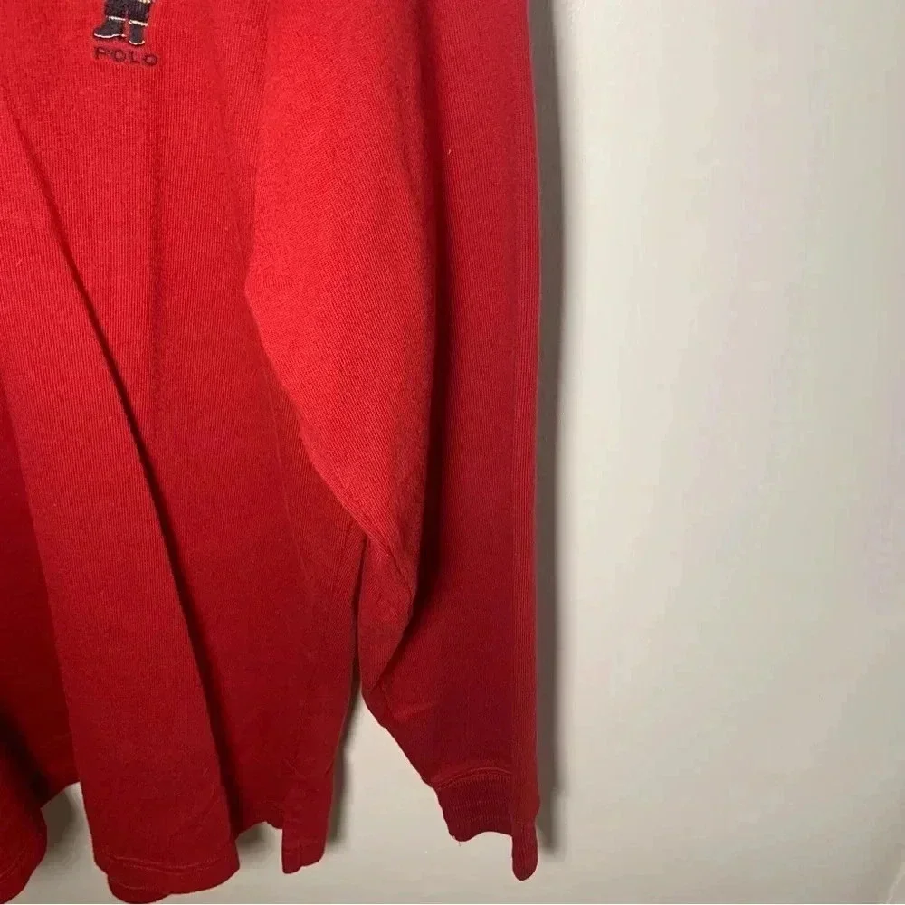 Men’s Ralph Lauren Polo Turtleneck Bear Sweater - 100% Cotton - Red Size Large - Picture 5 of 8